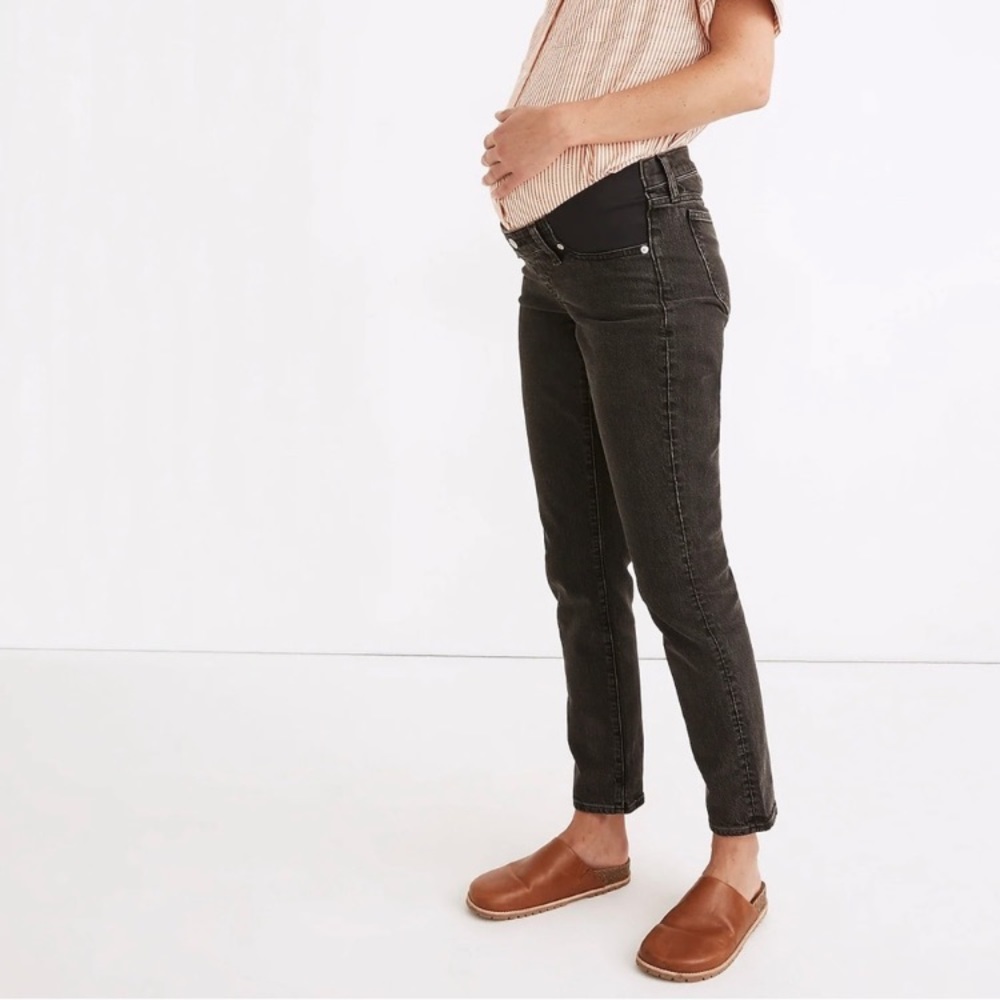 NWT MADEWELL Black Side Panel Maternity Perfect Vintage Straight Leg Jean